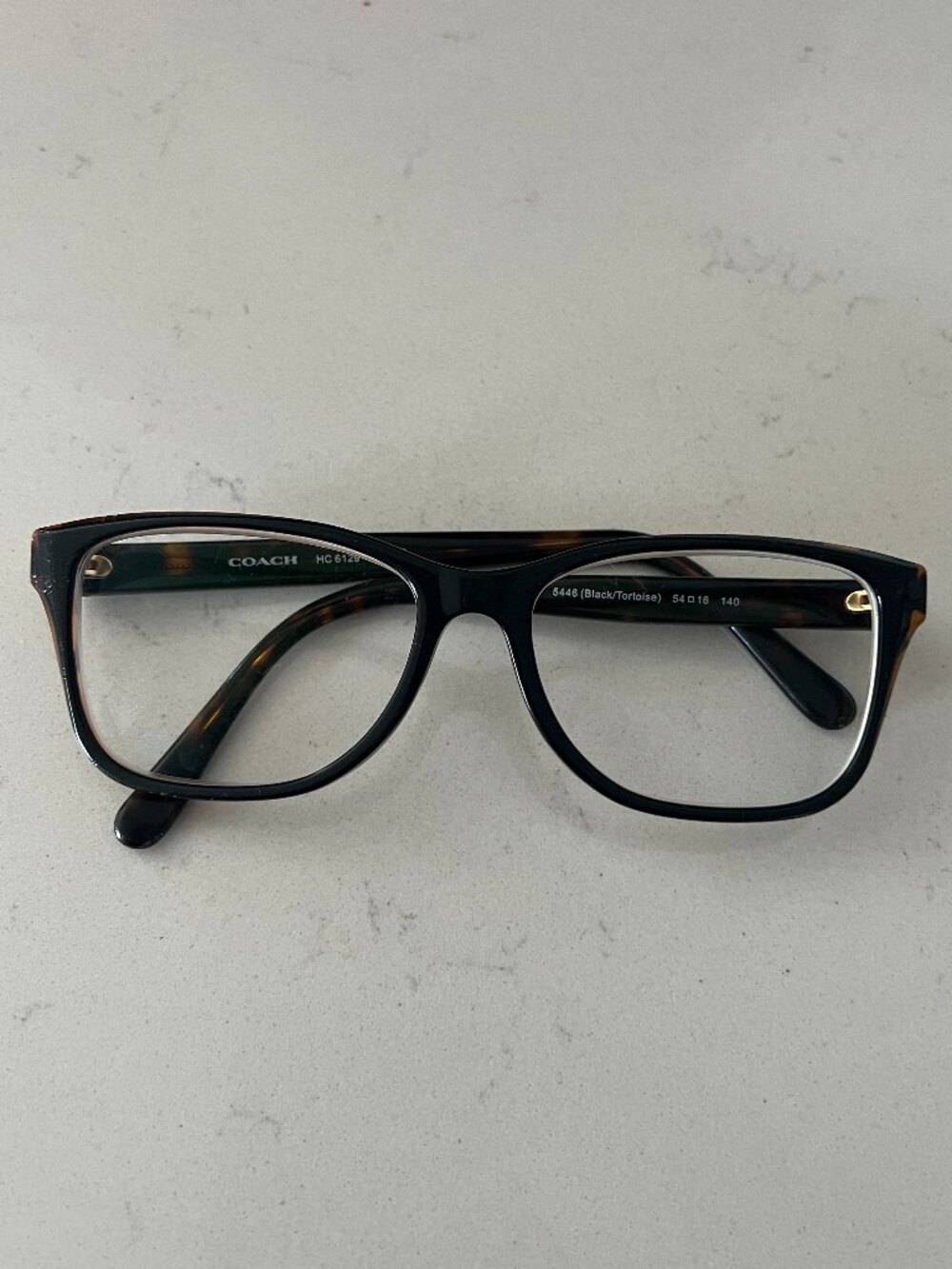 Coach Eyeglass Frames HC6129T 54-16-140 Black Tortoise 5446